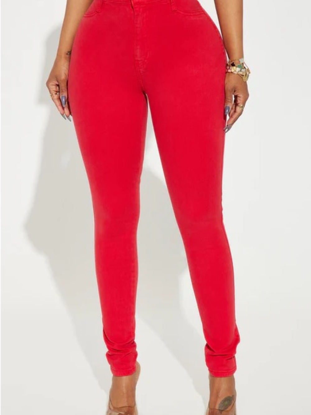Fashion Nova Red Skinny Jeans - High Rise